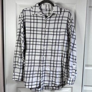 Covington Men's Medium White Black Plaid Button Up Cotton Flannel Shirt